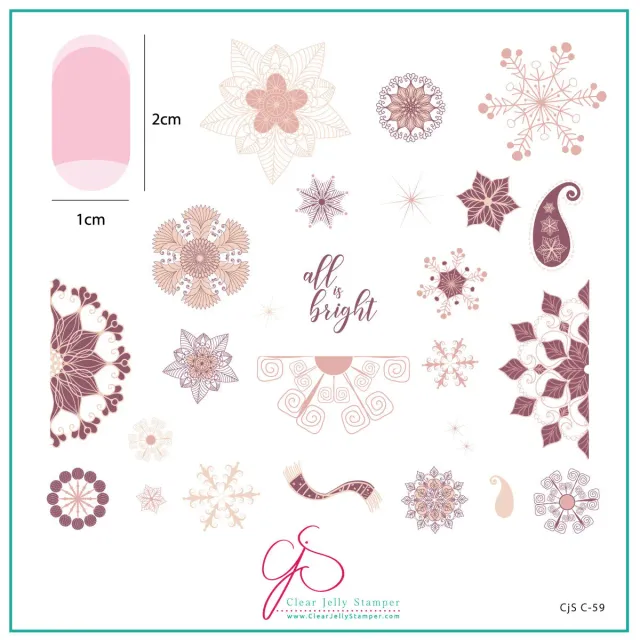 Clear Jelly Stamper All Is Bright CjSC-59 stampingplade 8x8 snefnug