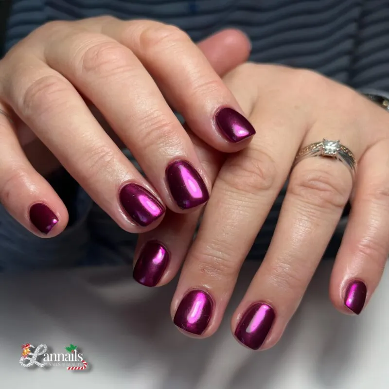 Indigo Nails Merlot Chrome neglepulver mørkerød