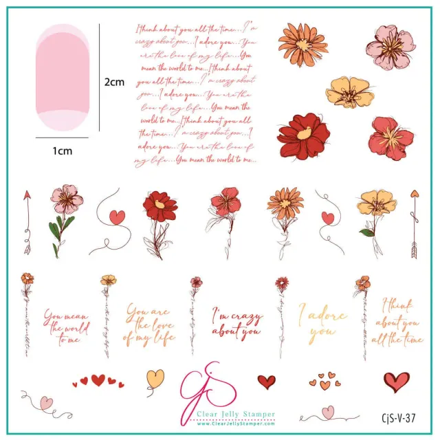 Clear Jelly Stamper CjSV-37 Love Notes stampingplade 8x8 cm