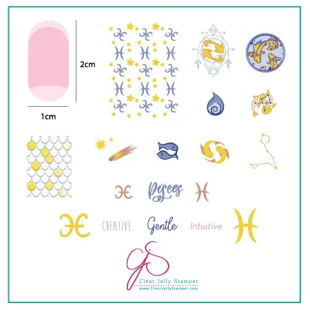 Clear Jelly Stamper CjSZ-13 Pisces stamping plade 6x6 cm stjernetegn