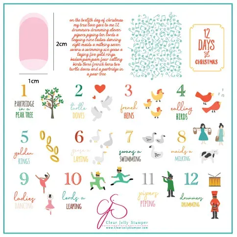 Clear Jelly Stamper CjSLE02 stempelplade 12 Days Christmas 8x8