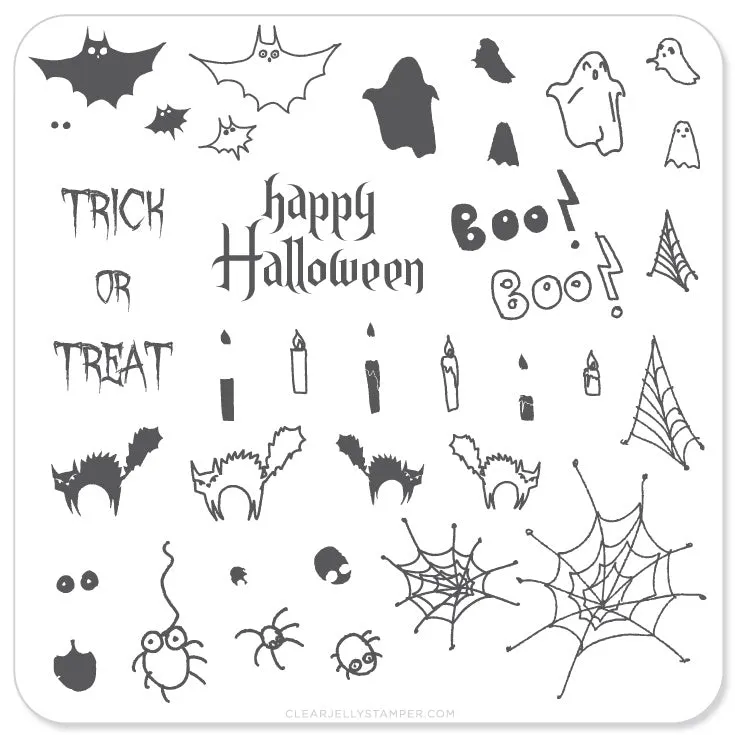 Clear Jelly Stamper Halloween Trick OR Treat CjSH-04 stampingplade 6x6