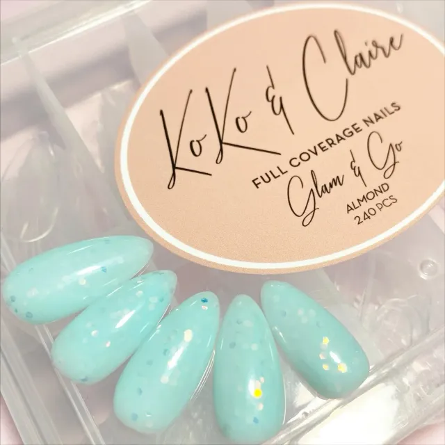 Clear Jelly Stamper Glam & Go Almond press on negle 240 stk