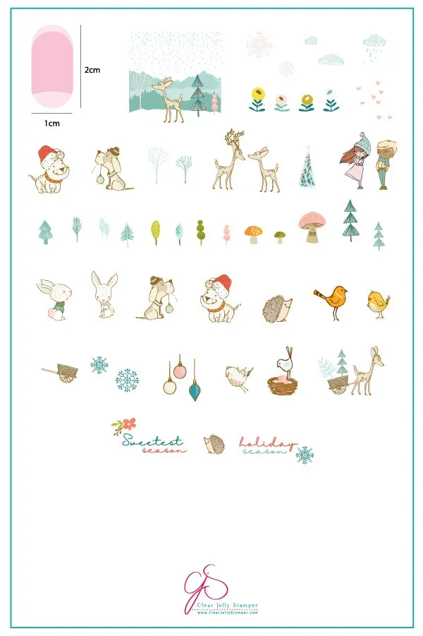 Clear Jelly Stamper CjSC-32 Sweetest Season stamping plade dyr 14,5 cm