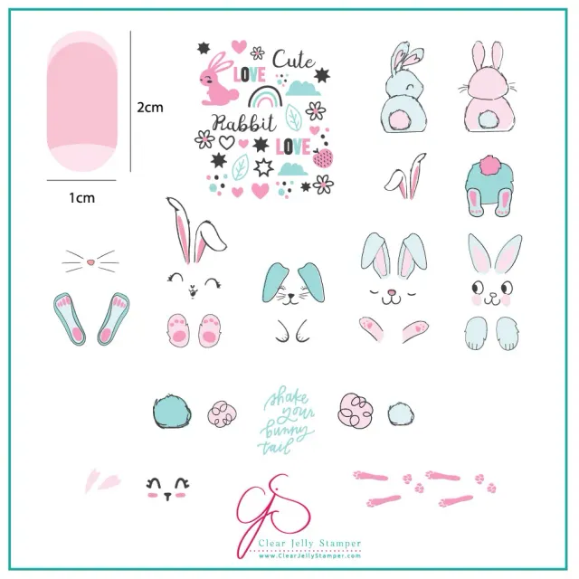Clear Jelly Stamper Bunny Bits CjSH-53 stempelplade 8x8 kanin