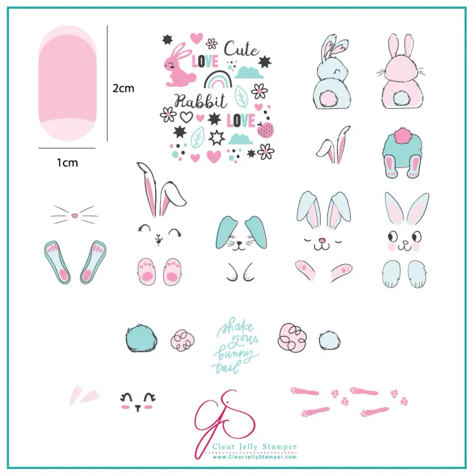 Clear Jelly Stamper Bunny Bits CjSH-53 stempelplade 8x8 kanin