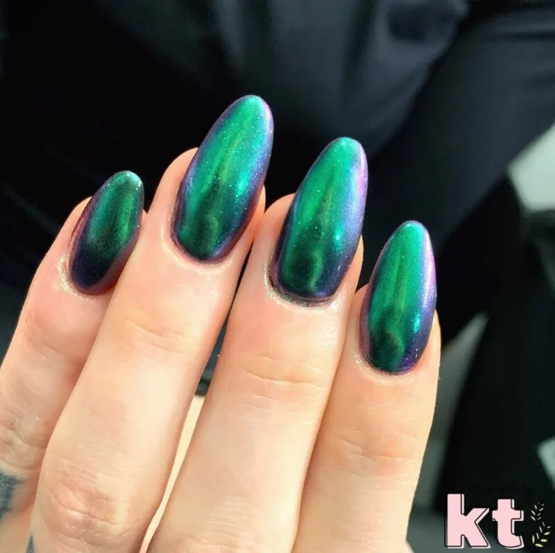Indigo Nails Jade Dust neglepudder grøn effekt