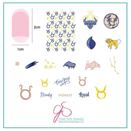 Clear Jelly Stamper CjSZ-03 Taurus stampingplade 6x6 cm stjernetegn