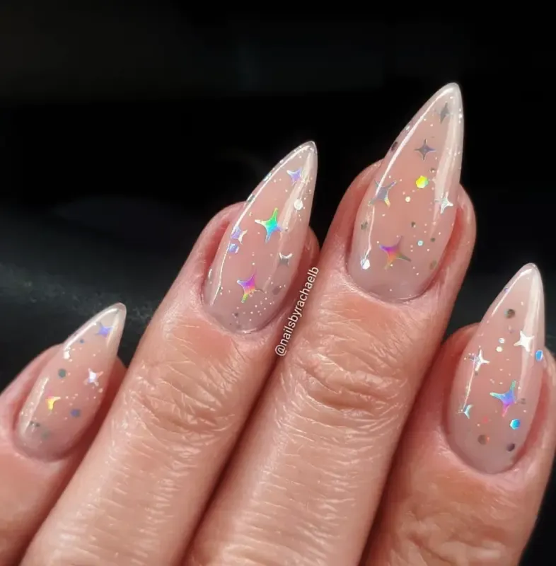 Indigo Nails Beautystones Silver Stary Sky neglepynt sølv