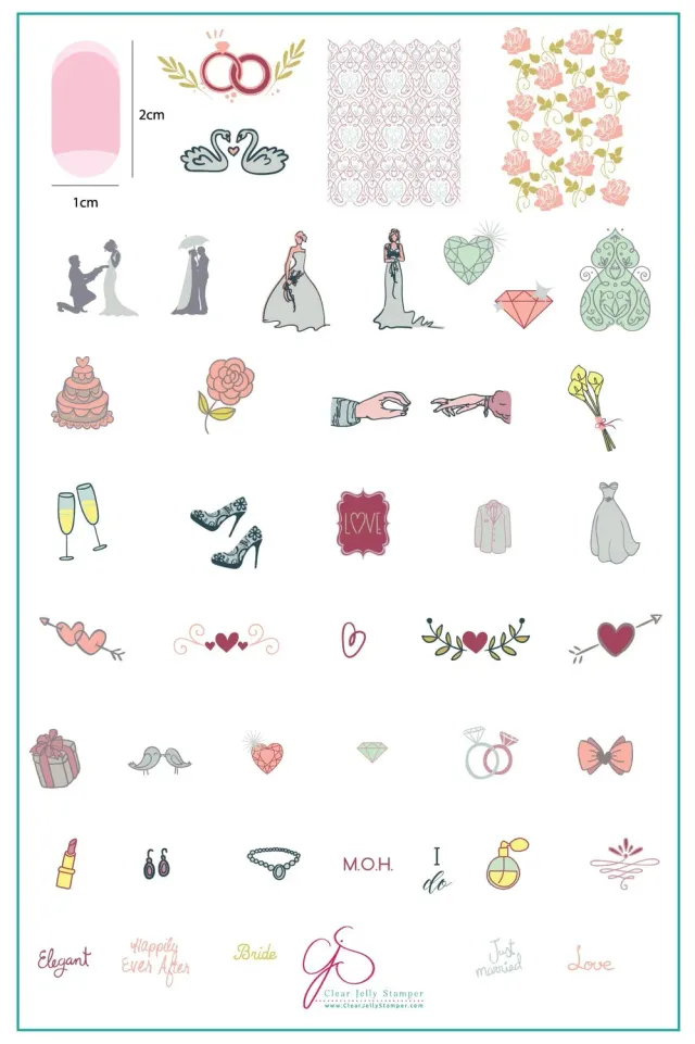 Clear Jelly Stamper CjS-70 Here Comes the Bride stempelplade stor