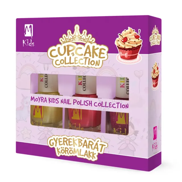 Moyra Kids neglelak Cupcake sæt 3 x 7 ml lyserød