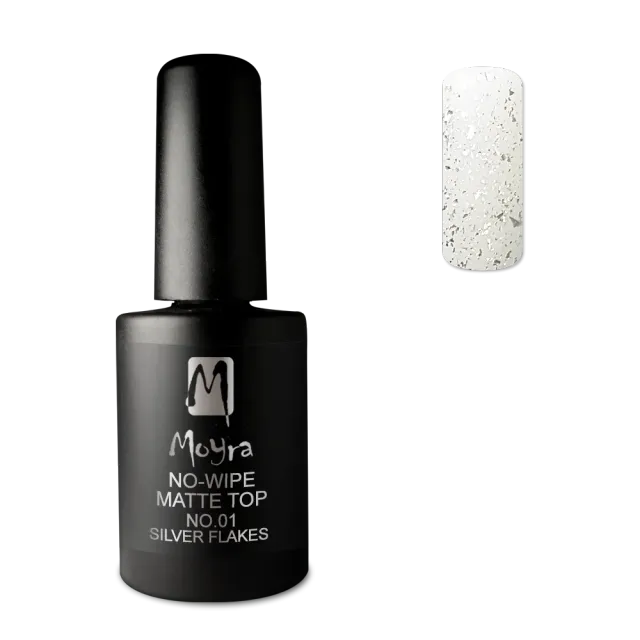 Moyra No-wipe mat topcoat No. 01 Silver flakes 10 ml flager
