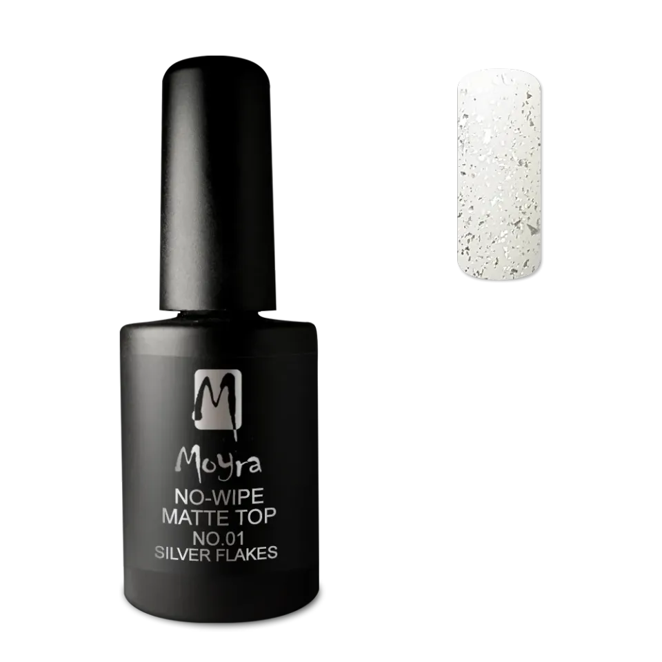 Moyra No-wipe mat topcoat No. 01 Silver flakes 10 ml flager