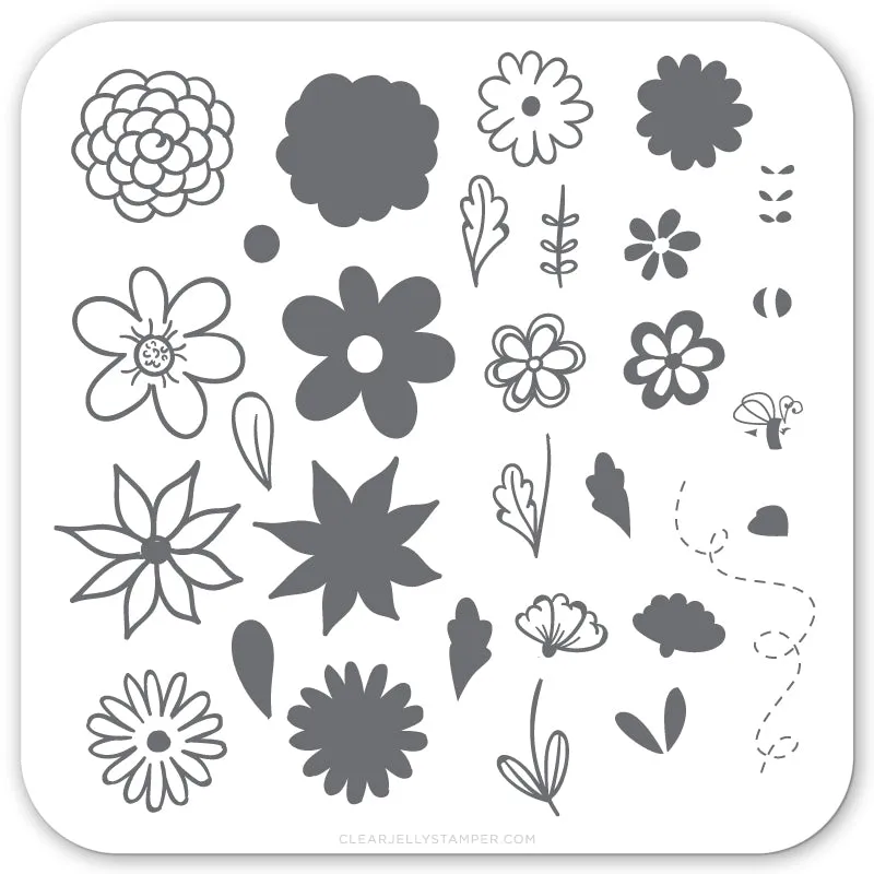 Clear Jelly Stamper CjS-65 Petals on Point stempelplade blomster