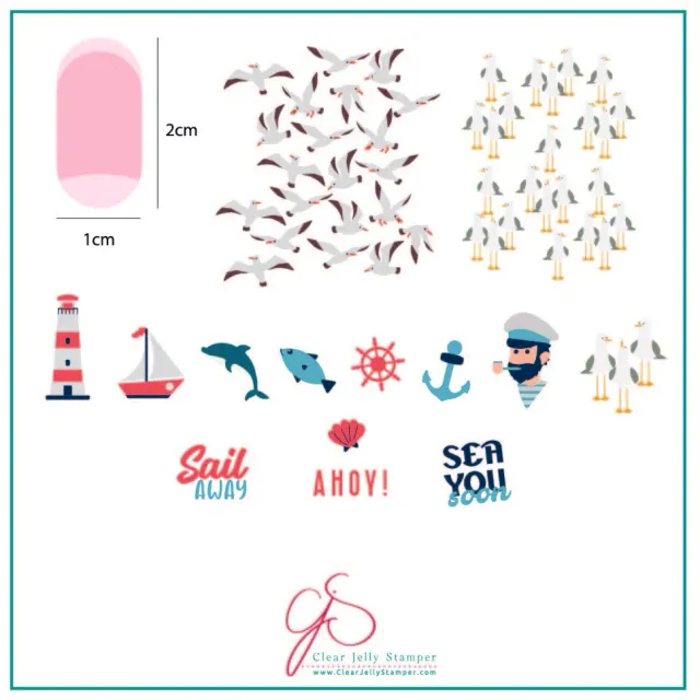 Clear Jelly Stamper CjS-162 Sail Away stamping plade 8x8 cm