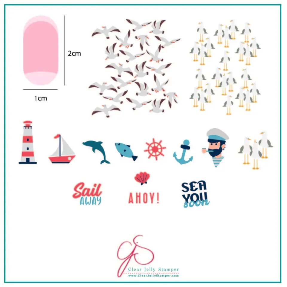 Clear Jelly Stamper CjS-162 Sail Away stamping plade 8x8 cm