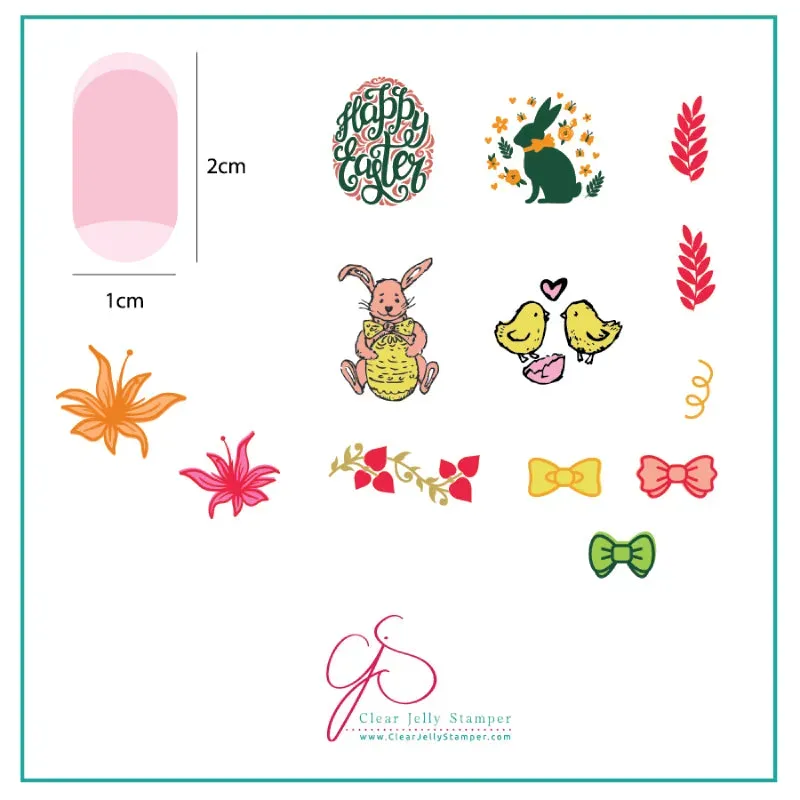 Clear Jelly Stamper CjSH-10 stampingplade påske 6 x 6 cm kaninblomster
