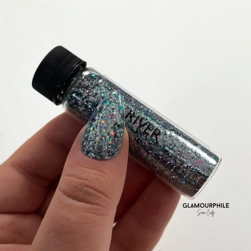 Indigo Nails Beautystones River neglitter med blå glans