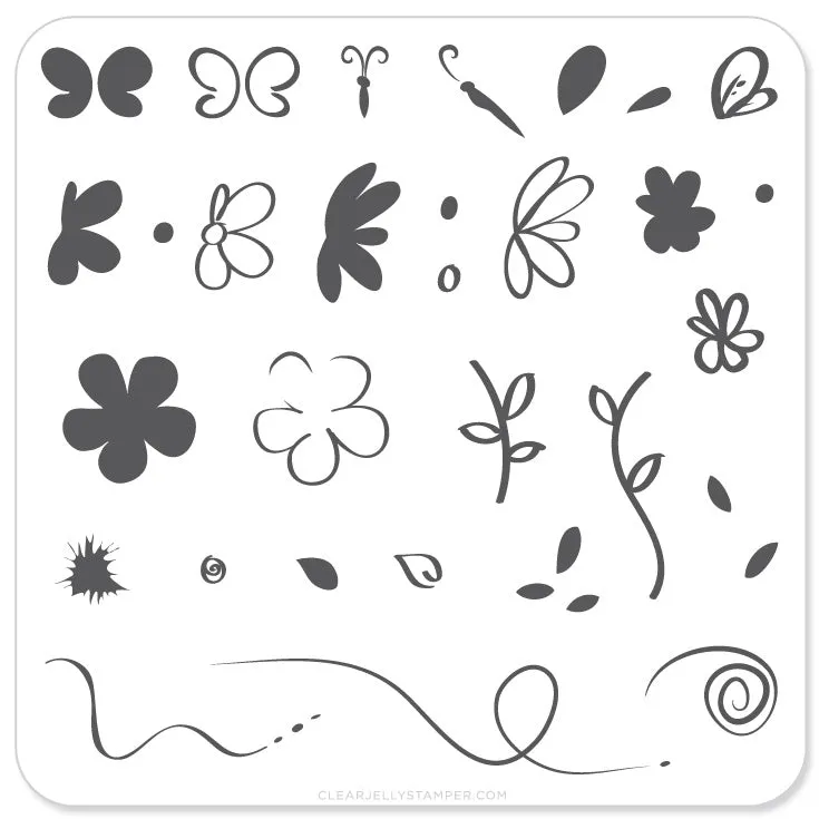 Clear Jelly Stamper CjS-04 Infinite Flower stampingplade 6x6 cm