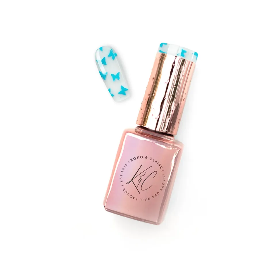 Clear Jelly Stamper Flutter Blue top coat med sommerfugle