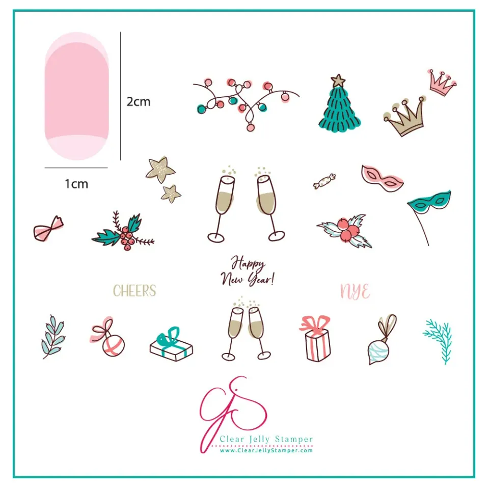 Clear Jelly Stamper Cheers CjS H-61 stampingplade jul 6x6 cm