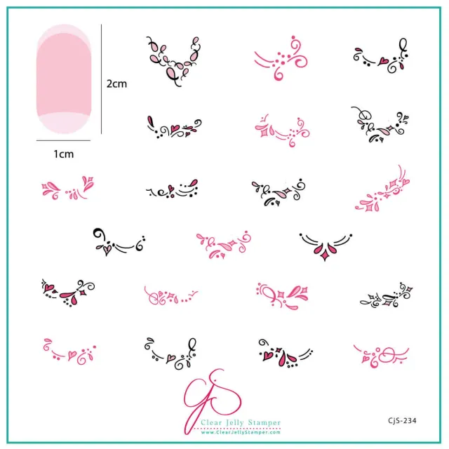 Clear Jelly Stamper CjS-234 Twirly Swirly French stampingplade 8x8