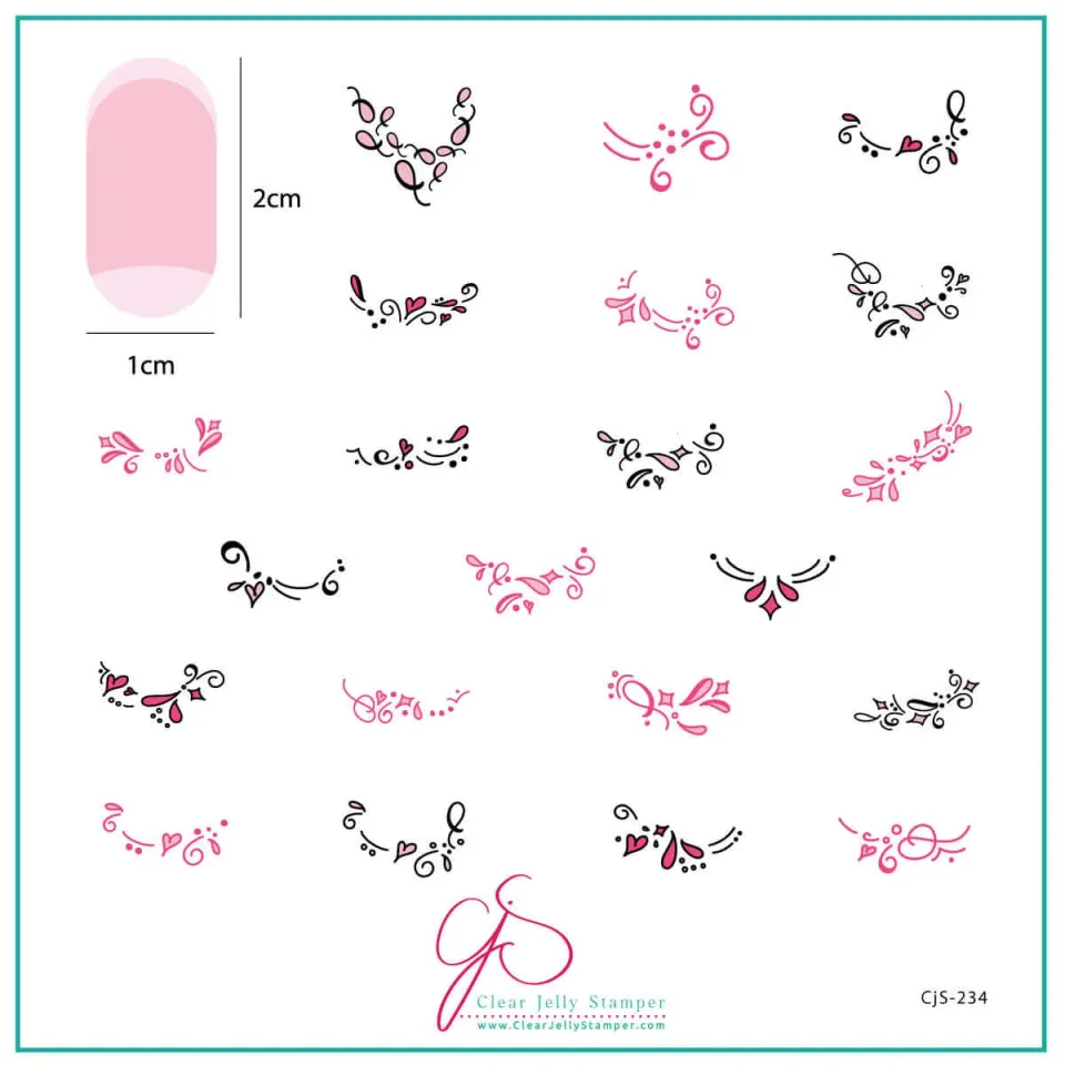 Clear Jelly Stamper CjS-234 Twirly Swirly French stampingplade 8x8