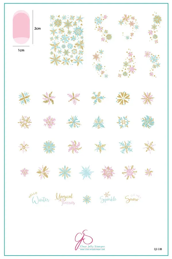 Clear Jelly Stamper CjSC-30 Painted Snowflakes stamping plade jul