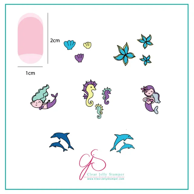Clear Jelly Stamper Mermaid Doodle 2 CjS-25 stamping plade 6cm