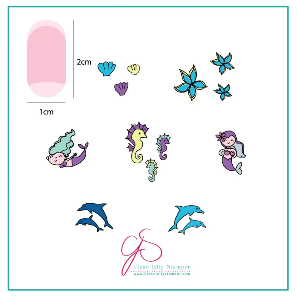 Clear Jelly Stamper Mermaid Doodle 2 CjS-25 stamping plade 6cm