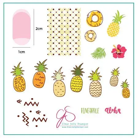 Clear Jelly Stamper CjS-130 Pineapple Pizazz stamping plate 6x6 cm
