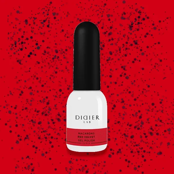 Didier Lab Macarons Red Velvet gellak – rød glitter