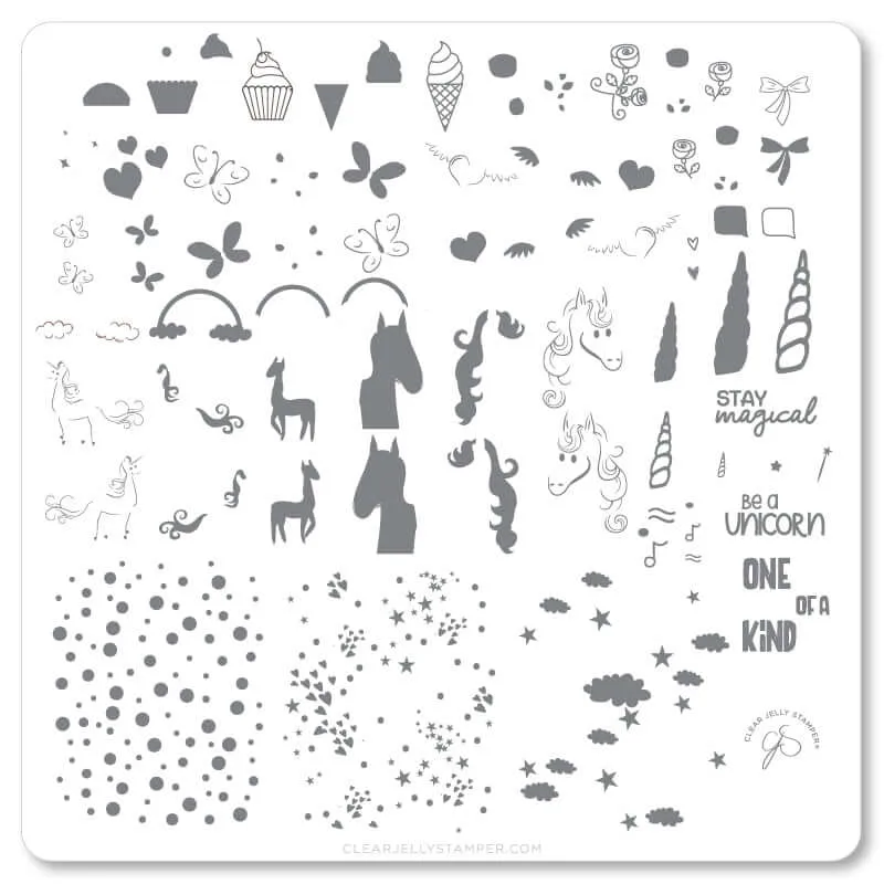 Clear Jelly Stamper CjS-94 Lil Unicorn stempelplade enhjørning