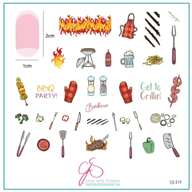 Clear Jelly Stamper Get to Grillin CjS-319 stampingplade 8x8