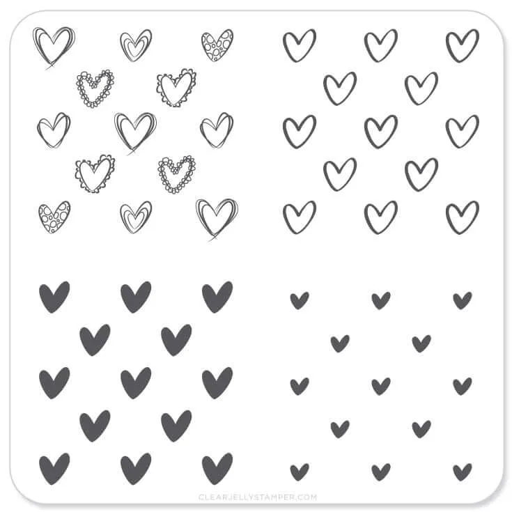 Clear Jelly Stamper CjSV-02 Super Cute Hearts stampingplade hjerter
