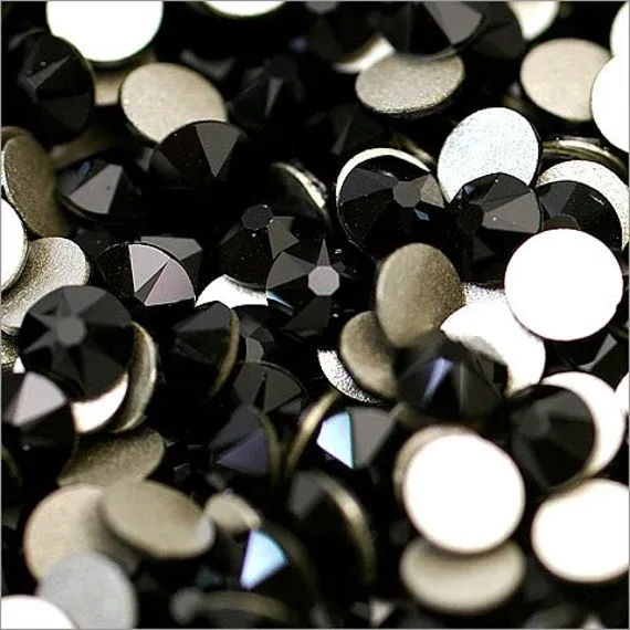 Beautystones Jet neglekrystaller flat back sort