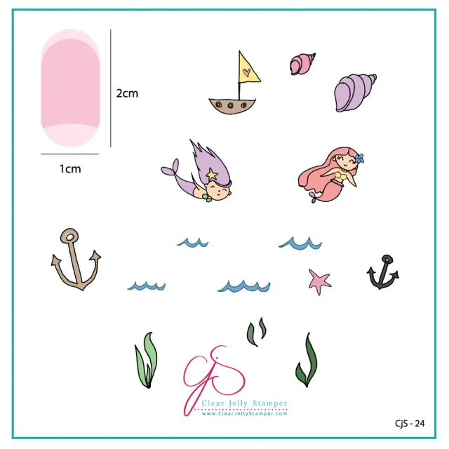 Clear Jelly Stamper Mermaid Doodle 1 CjS-24 stampingplade 6x6 havfrue