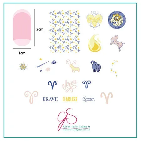 Clear Jelly Stamper CjSZ-02 Aries stamping plade 6x6 cm stjernetegn