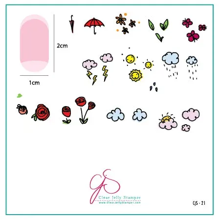 Clear Jelly Stamper CjS-21 Flower and Sky Doodle stampingplade
