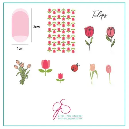 Clear Jelly Stamper CjS-111 Tu Many Tulips stampingplade lagdelt
