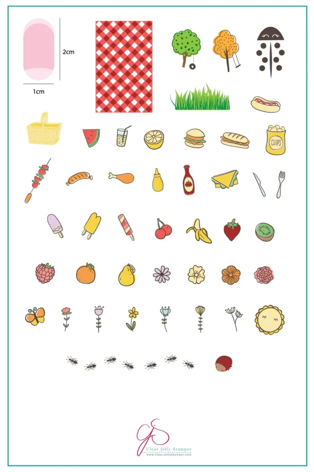 Clear Jelly Stamper CjS-59 stampingplade picnic 14,5 x 9,5 cm sommermotiver