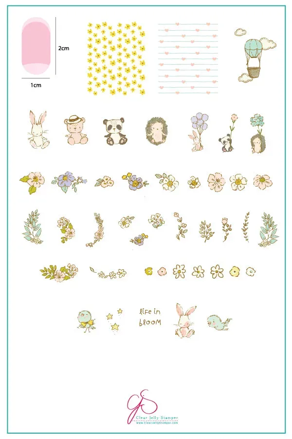 Clear Jelly Stamper CjS-97 Life in Bloom stamping plade forår