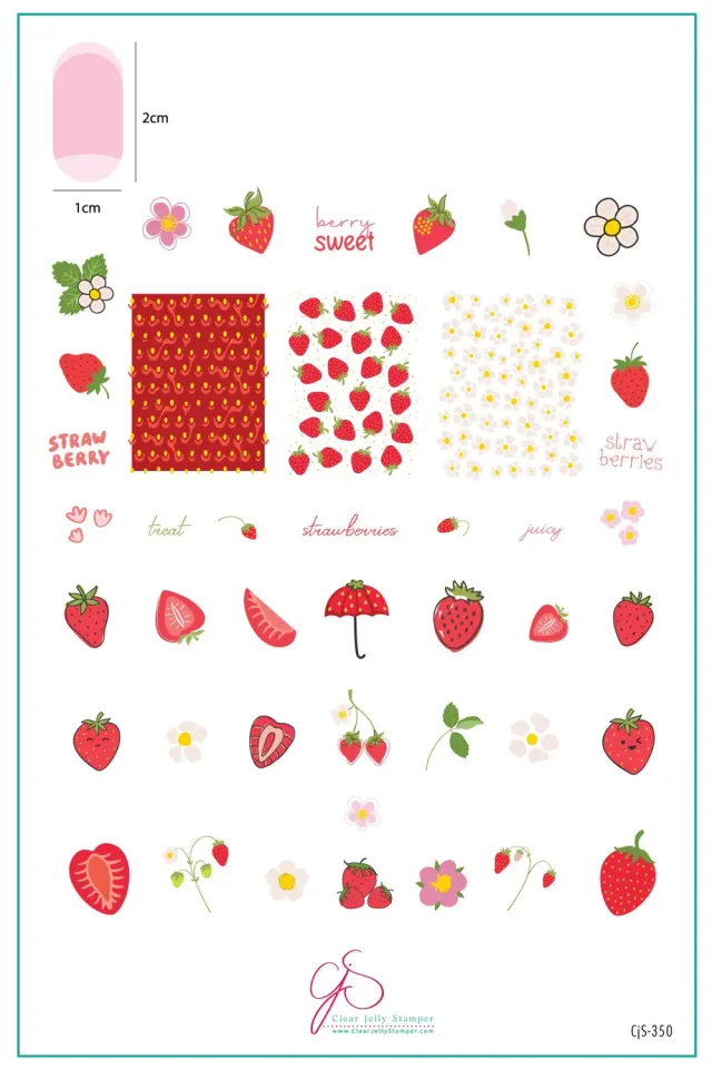Clear Jelly Stamper Straw-berry Sweet CjS-350 stempelplade fullcover