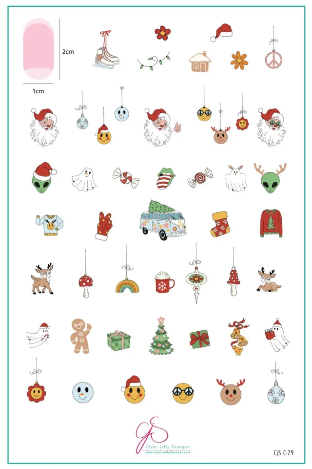 Clear Jelly Stamper Hippie Holiday CjSC-79 stamping plade jul
