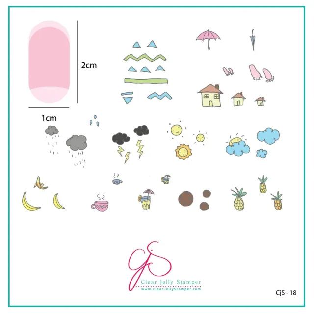 Clear Jelly Stamper CjS-18 Summer Drinks stempelplade mini 6x6cm