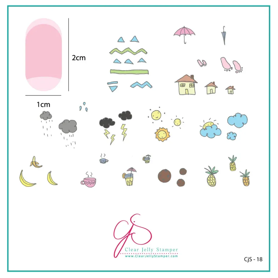 Clear Jelly Stamper CjS-18 Summer Drinks stempelplade mini 6x6cm