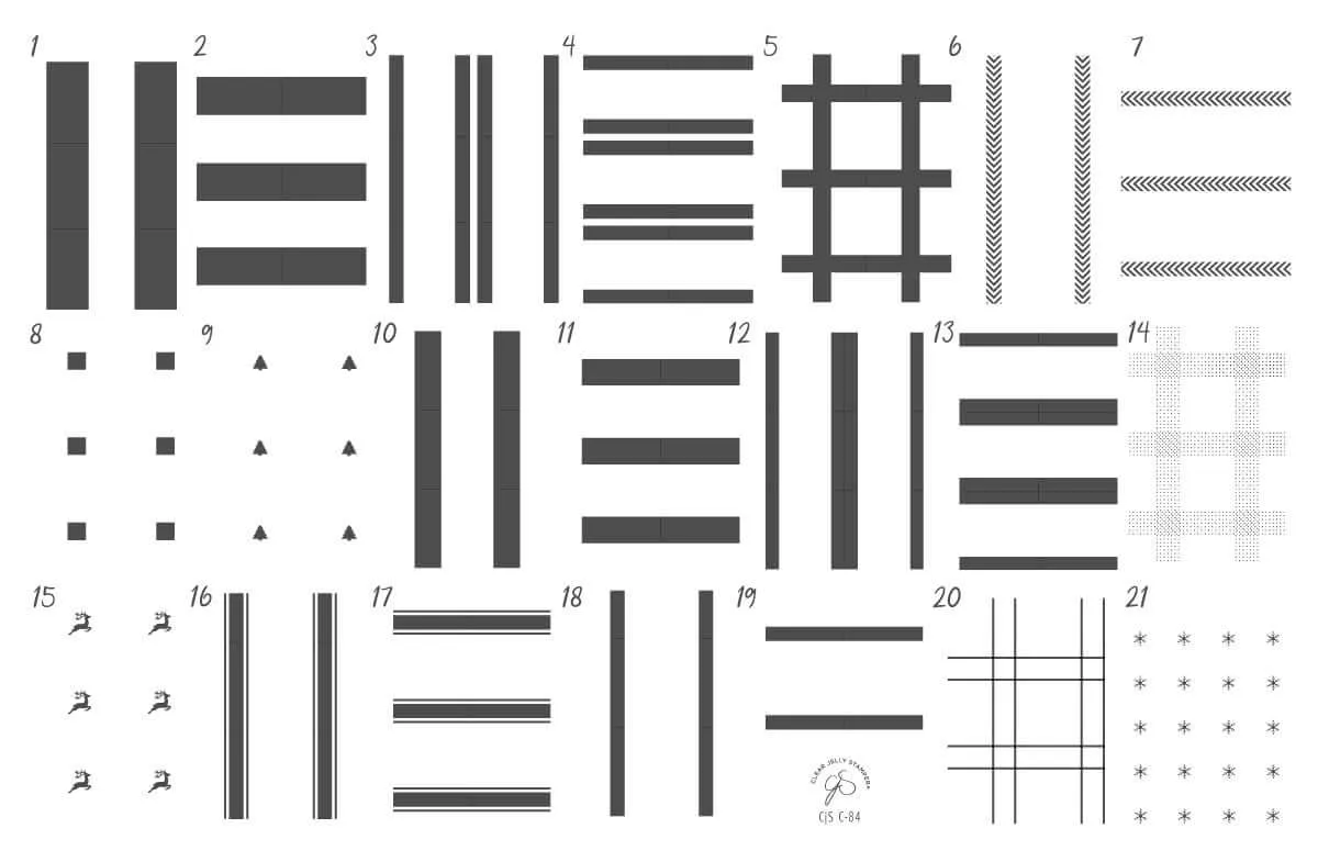 Clear Jelly Stamper CjSC-84 stampingplade Festive Plaid Two