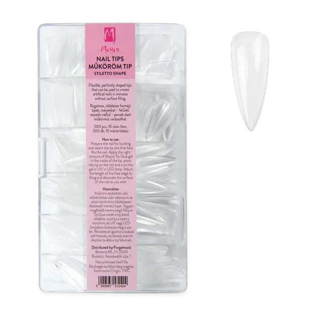 Moyra Full Cover negletips Stiletto 500 stk fleksible