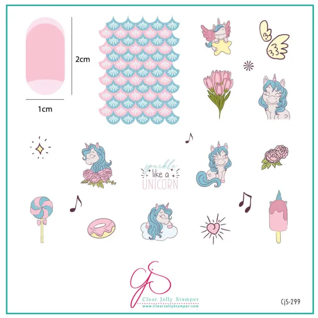 Clear Jelly Stamper CjS-299 Unicorn stamping plade 8x8