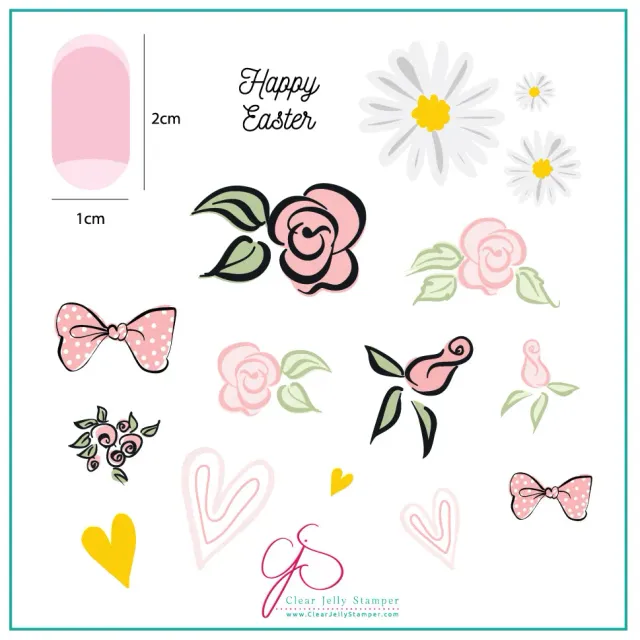 Clear Jelly Stamper CjSH-54 Easter Egg stampingplade 8x8 blomst